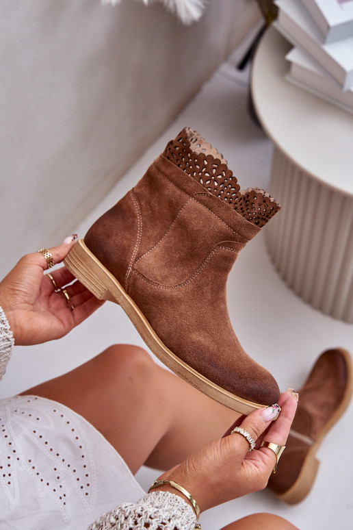 zempapēžu apavi sievietēm ar platiem papēžiem zamšādas  3624 brūnas krāsas