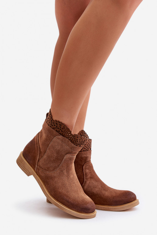 zempapēžu apavi sievietēm ar platiem papēžiem zamšādas  3624 brūnas krāsas