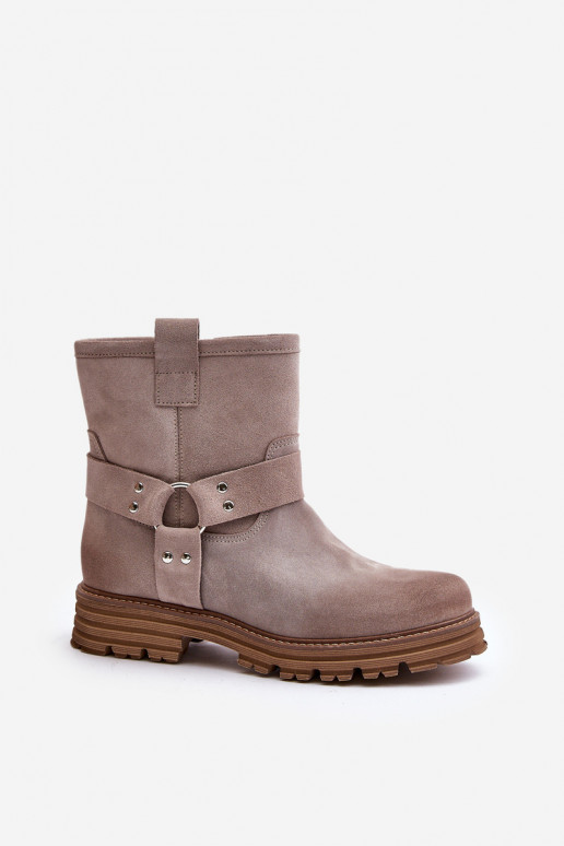 Zamšādas kurpes  ar platiem papēžiem  3610 