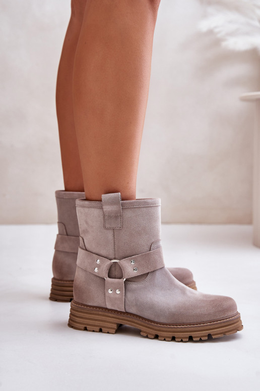 Zamšādas kurpes  ar platiem papēžiem  3610 