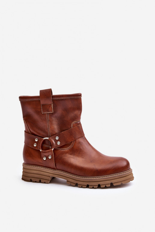 sieviešu zābaki  ar platiem papēžiem  3610 brūnas krāsas