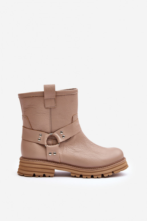 sieviešu zābaki  ar platiem papēžiem  3610 smilšu krāsas