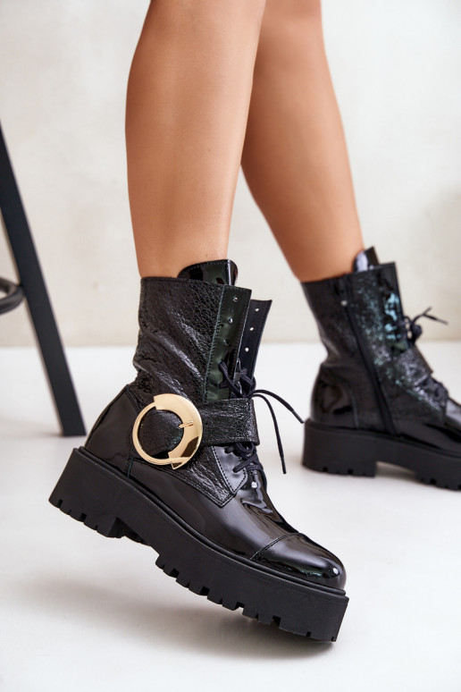 Zazoo 2942 sieviešu zābaki zābaki  Melns