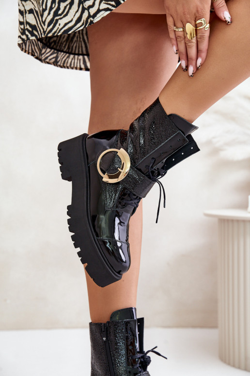 Zazoo 2942 sieviešu zābaki zābaki  Melns