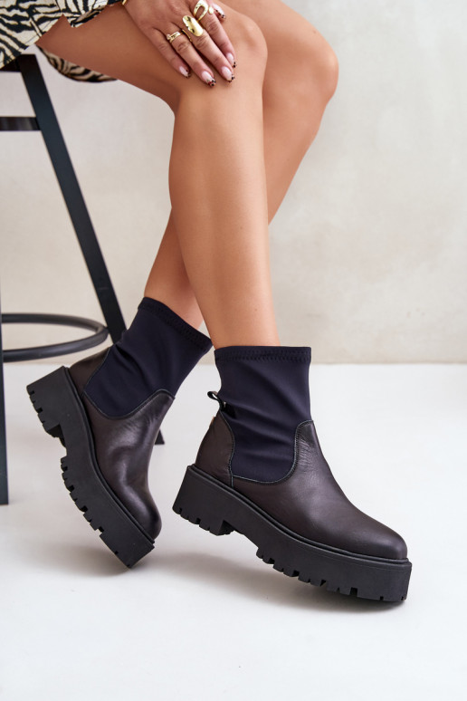 Zazoo 2947  Sieviešu puszābaki no dabīgas ādas Melns