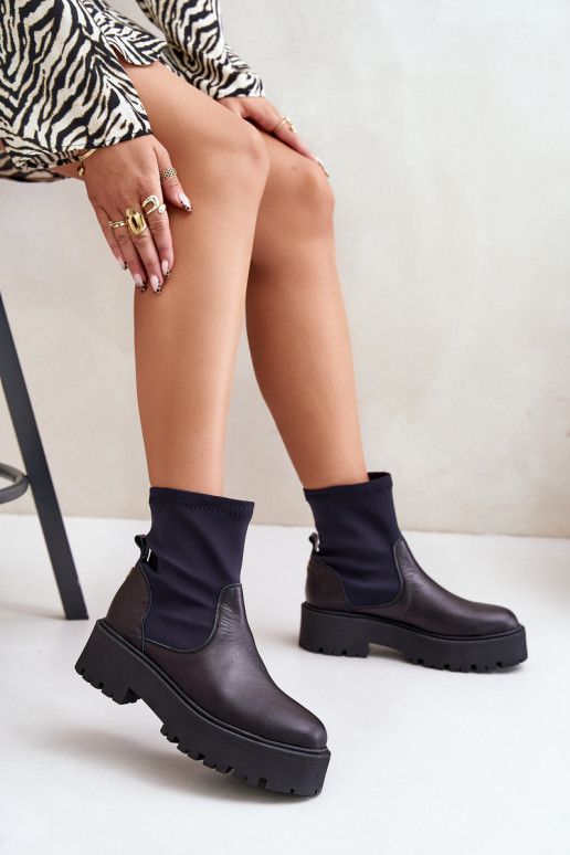 Zazoo 2947  Sieviešu puszābaki no dabīgas ādas Melns