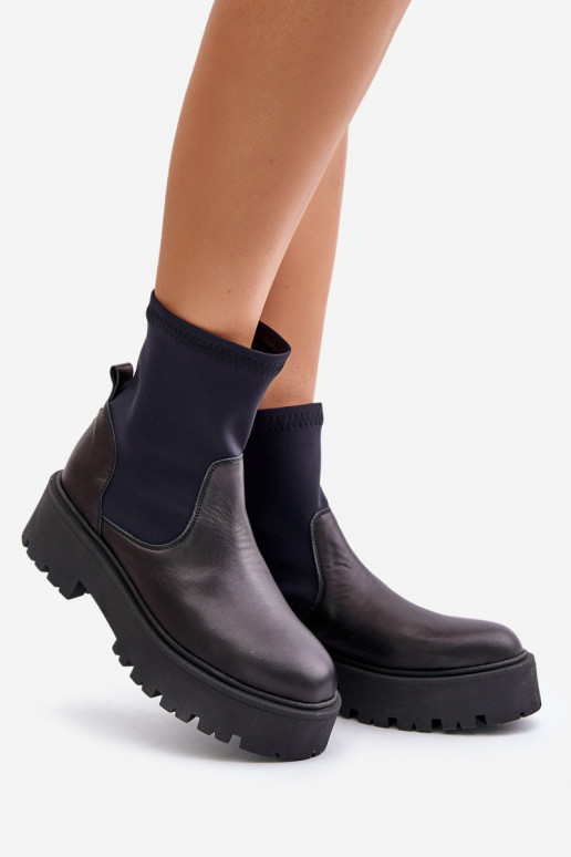 Zazoo 2947  Sieviešu puszābaki no dabīgas ādas Melns