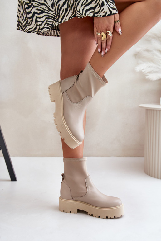 Zazoo 2947  Sieviešu puszābaki no dabīgas ādas smilšu krāsas