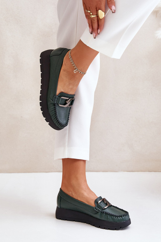 Zazoo 10141   Mokasīni ar platformu ar ornamentiem haki krāsas Zazoo 10141   Mokasīni ar platformu ar ornamentiem haki krāsas