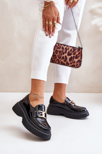 Zazoo 20176 Laque apavi sieviešu mokasīni no dabīgas ādas Melns