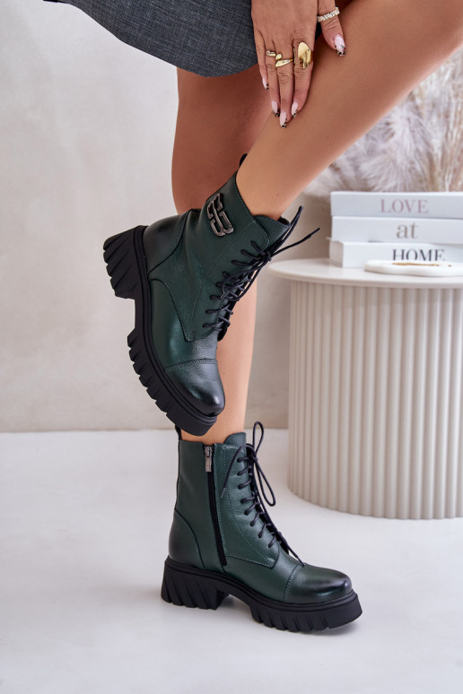 Zazoo 60486   Šņorējami puszābaki haki krāsas