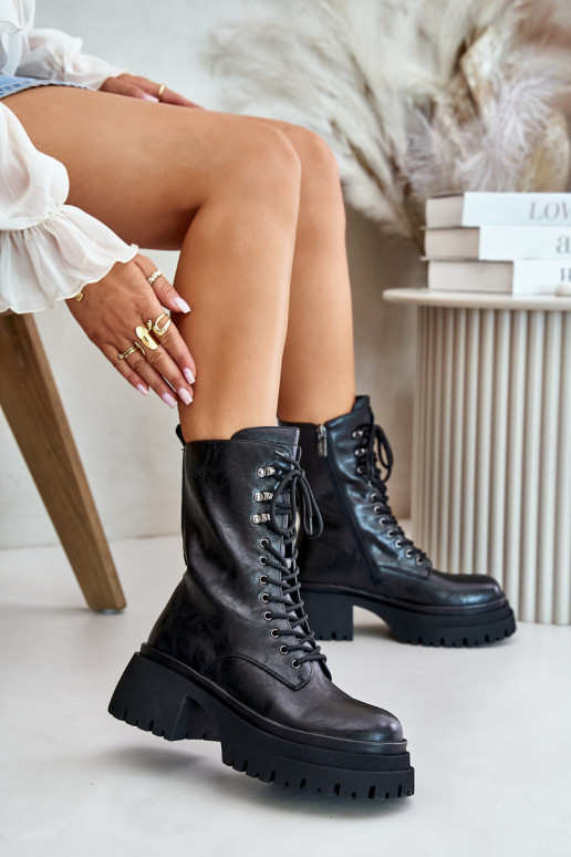 sieviešu zābaki zābaki  siltināti GOE OO2N4121 Melns