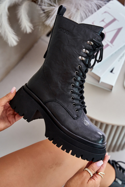 sieviešu zābaki zābaki  siltināti GOE OO2N4121 Melns