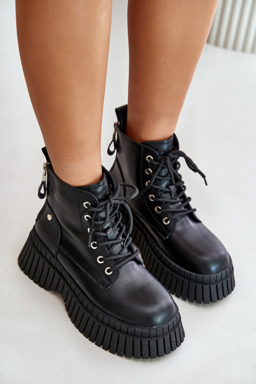 siltināti sieviešu zābaki apavi  GOE OO2N4126 Melns