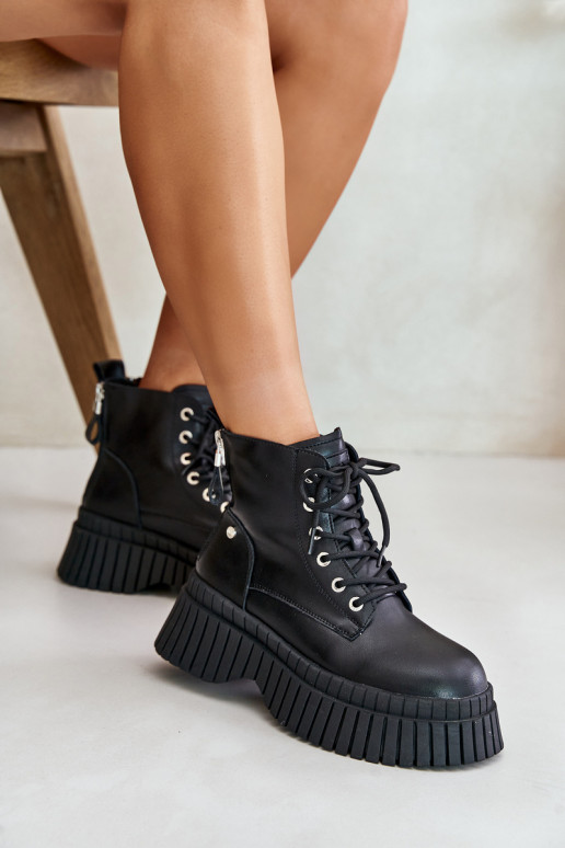 siltināti sieviešu zābaki apavi  GOE OO2N4126 Melns