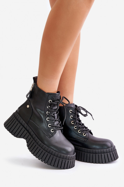 siltināti sieviešu zābaki apavi  GOE OO2N4126 Melns