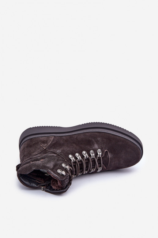 zamšādas apavi  siltināti Big Star OO174189 brūnas krāsas zamšādas apavi  siltināti Big Star OO174189 brūnas krāsas