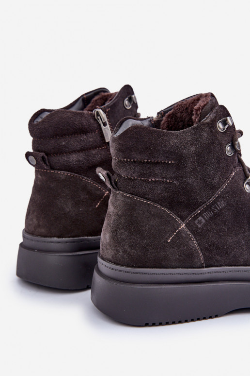 zamšādas apavi  siltināti Big Star OO174189 brūnas krāsas zamšādas apavi  siltināti Big Star OO174189 brūnas krāsas