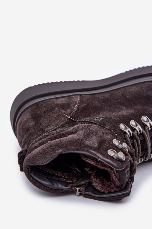 zamšādas apavi  siltināti Big Star OO174189 brūnas krāsas zamšādas apavi  siltināti Big Star OO174189 brūnas krāsas