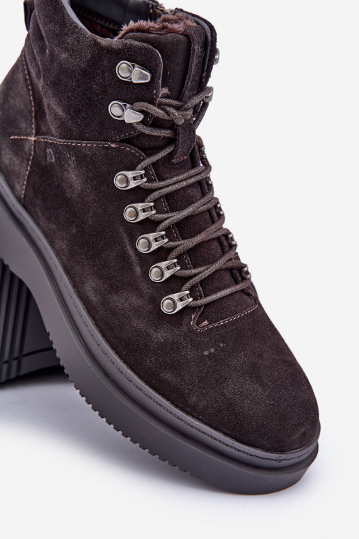 zamšādas apavi  siltināti Big Star OO174189 brūnas krāsas zamšādas apavi  siltināti Big Star OO174189 brūnas krāsas