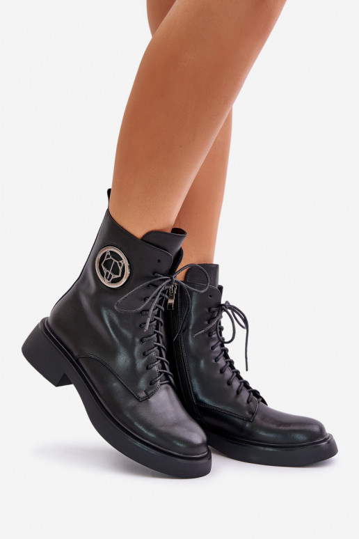   Šņorējami puszābaki  ar ornamentiem Melns Lorevine