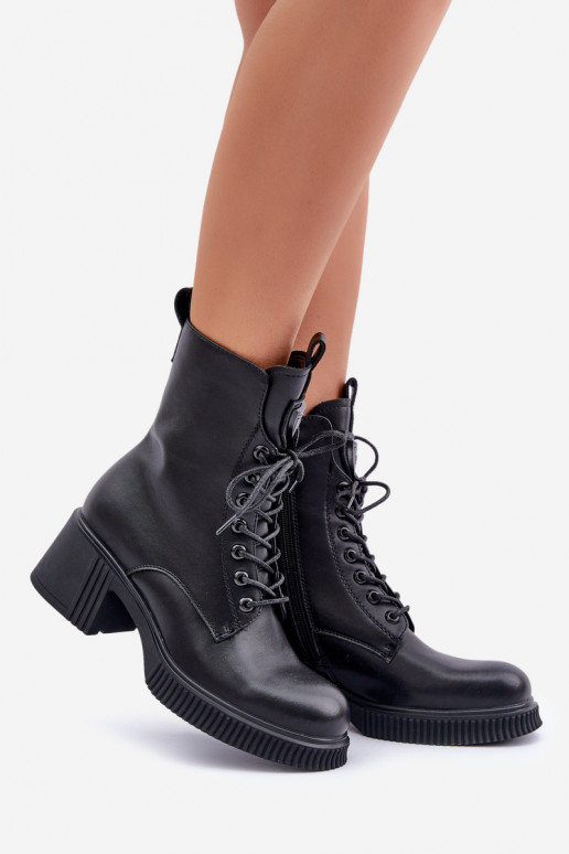 siltināti Sieviešu puszābaki no dabīgas ādas Vinceza 66671 Melns