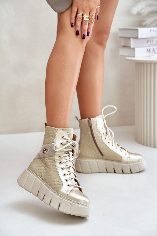 sieviešu zābaki ar platformu  06751-25 Zelta krāsas