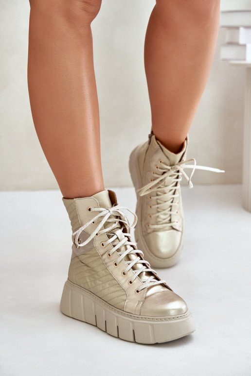 sieviešu zābaki ar platformu  06751-25 Zelta krāsas