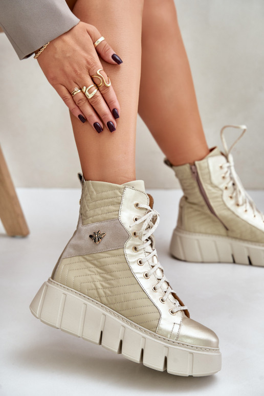 sieviešu zābaki ar platformu  06751-25 Zelta krāsas