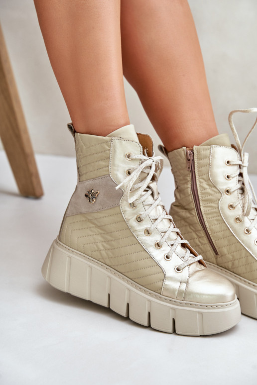 sieviešu zābaki ar platformu  06751-25 Zelta krāsas