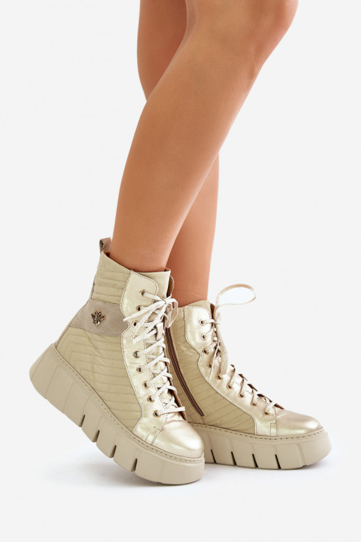 sieviešu zābaki ar platformu  06751-25 Zelta krāsas