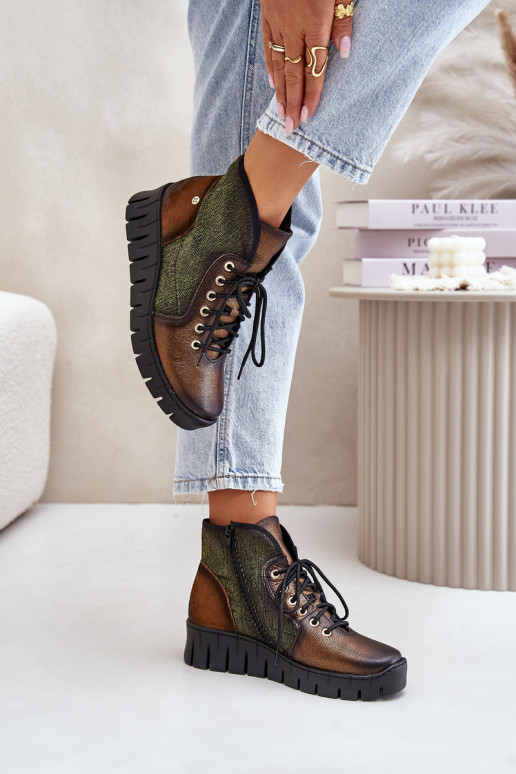 sieviešu zābak I Koturnie  06702-09 zaļš-Zelta krāsas