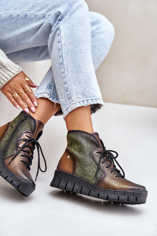 sieviešu zābak I Koturnie  06702-09 zaļš-Zelta krāsas