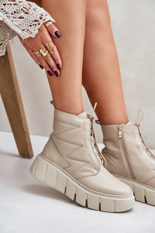 Zazoo 60472 sieviešu zābaki ar platformu I Koturnie smilšu krāsas