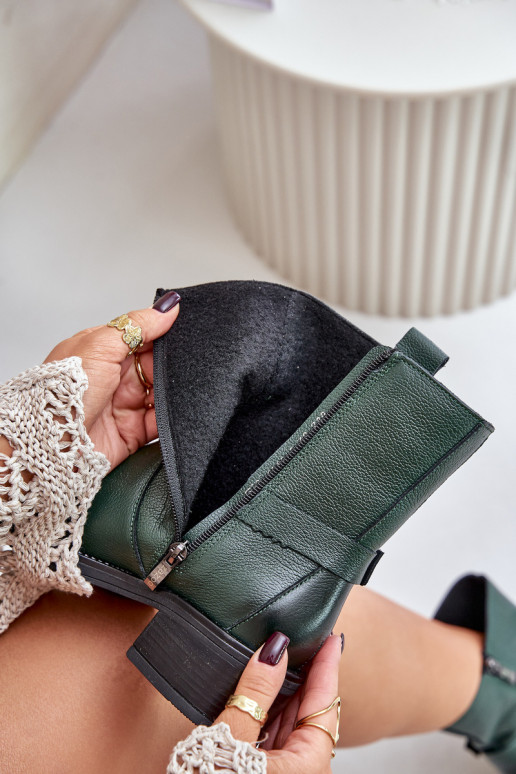 Zazoo 60480 sieviešu zābaki  siltināti haki krāsas