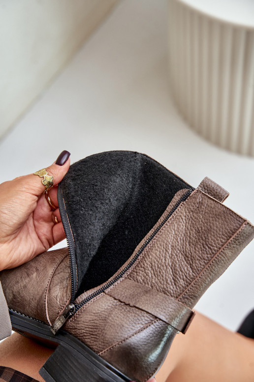 Zazoo 60480 sieviešu zābaki  siltināti brūnas krāsas-Pelēkas krāsas