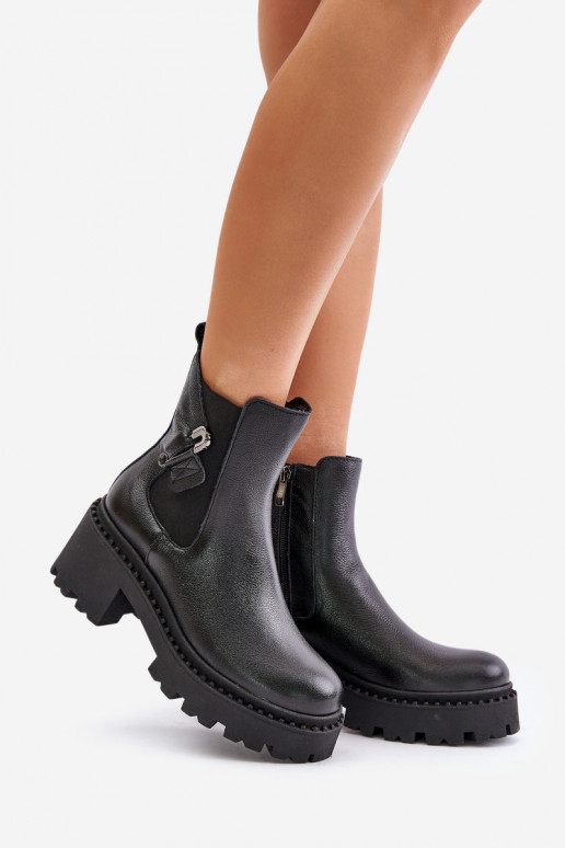 Zazoo 60490   siltināti Sieviešu puszābaki ar ornamentiem Melns