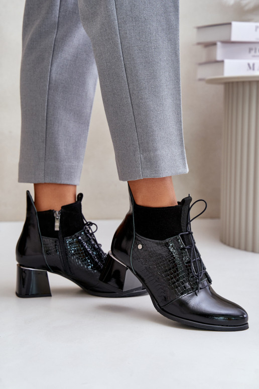 Zazoo 60503 sieviešu zābaki ar papēdi siltināti Melns