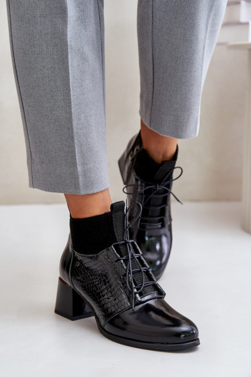 Zazoo 60503 sieviešu zābaki ar papēdi siltināti Melns