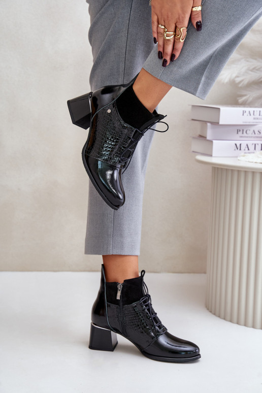 Zazoo 60503 sieviešu zābaki ar papēdi siltināti Melns