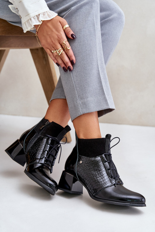 Zazoo 60503 sieviešu zābaki ar papēdi siltināti Melns