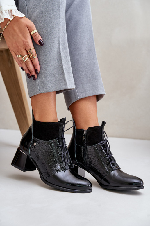 Zazoo 60503 sieviešu zābaki ar papēdi siltināti Melns