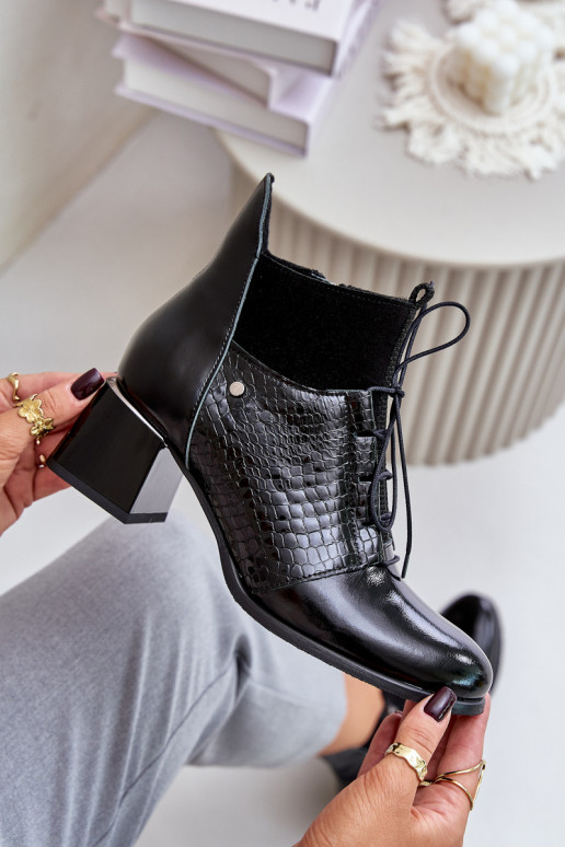 Zazoo 60503 sieviešu zābaki ar papēdi siltināti Melns