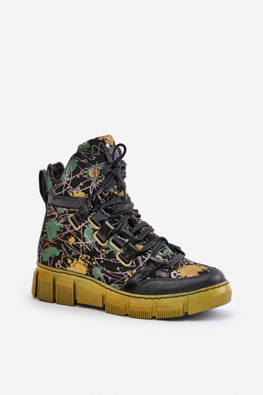   zempapēžu Šņorējami puszābaki  06158-07 DzelteniMelns