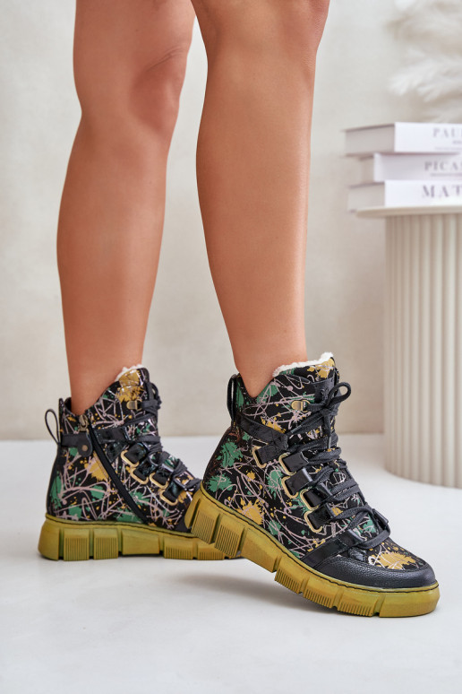   zempapēžu Šņorējami puszābaki  06158-07 DzelteniMelns