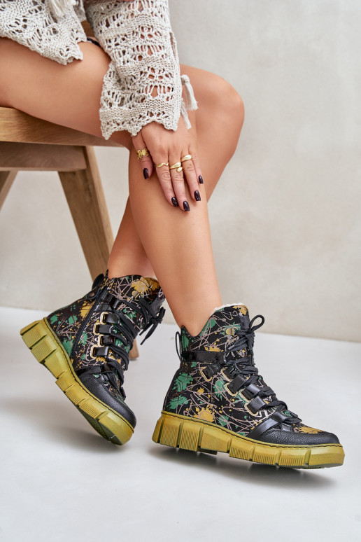   zempapēžu Šņorējami puszābaki  06158-07 DzelteniMelns