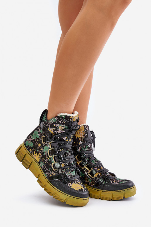   zempapēžu Šņorējami puszābaki  06158-07 DzelteniMelns