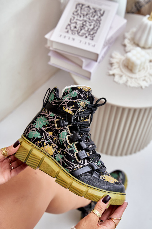   zempapēžu Šņorējami puszābaki  06158-07 DzelteniMelns