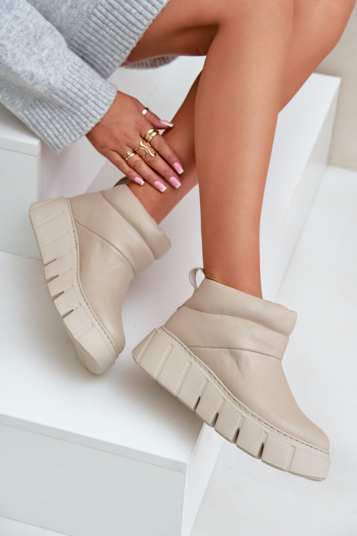 Zazoo 60470 sieviešu zābaki ar siltinājumu ar platformu Ziloņkaula krāsas