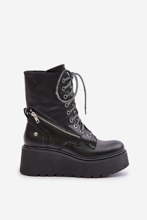 sieviešu zābaki zābaki ar platformu I Koturnie  06676-01 Melns